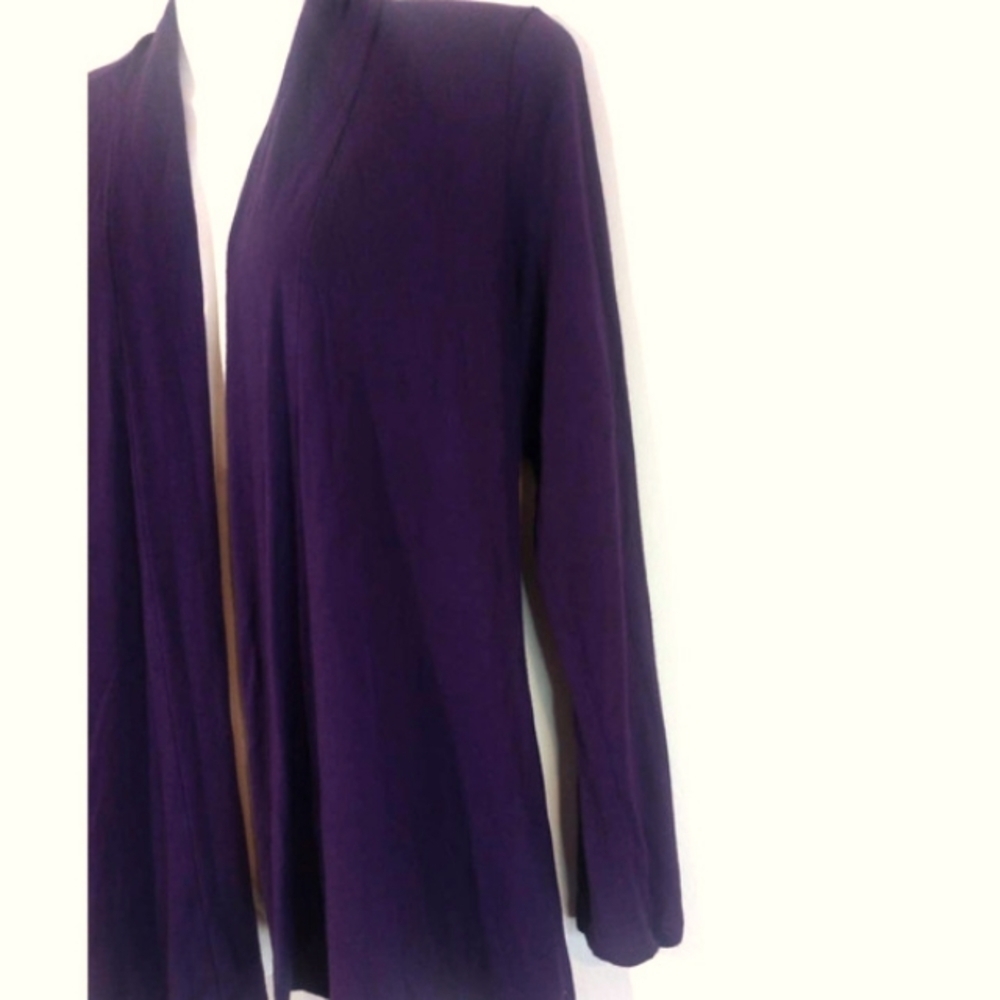 Always Indigo Women Sz S Purple Cardigan Jersey Knit Drape Work Office Business - Picture 4 of 7